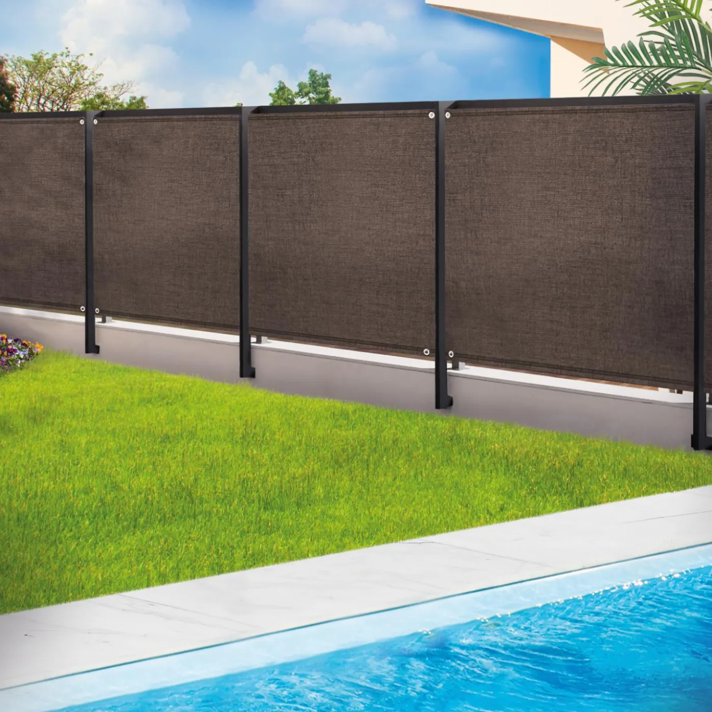 Brise vue 1,5 m x 10m taupe occultant 220 g m²