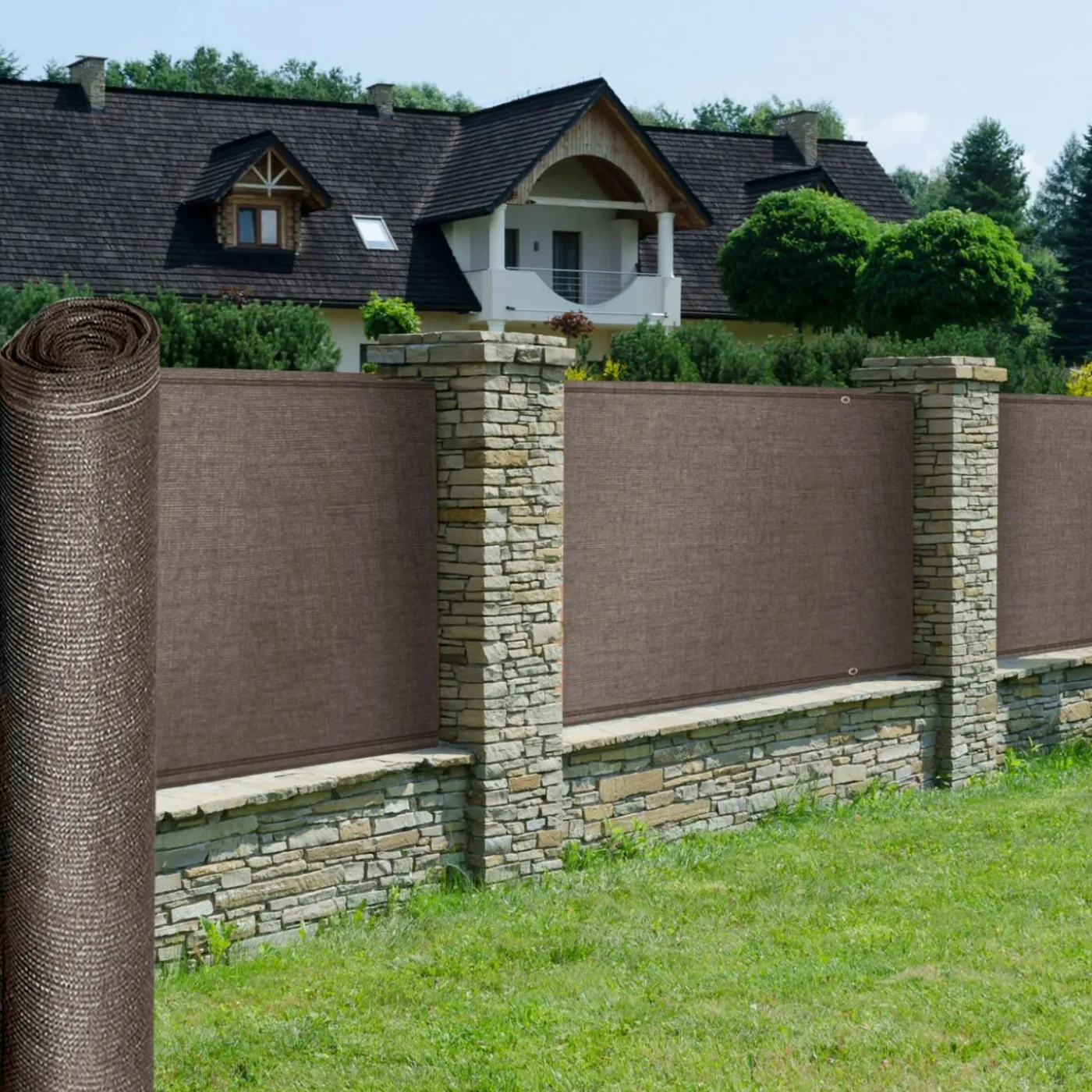 Brise vue 1,5 m x 10m taupe occultant 220 g m²