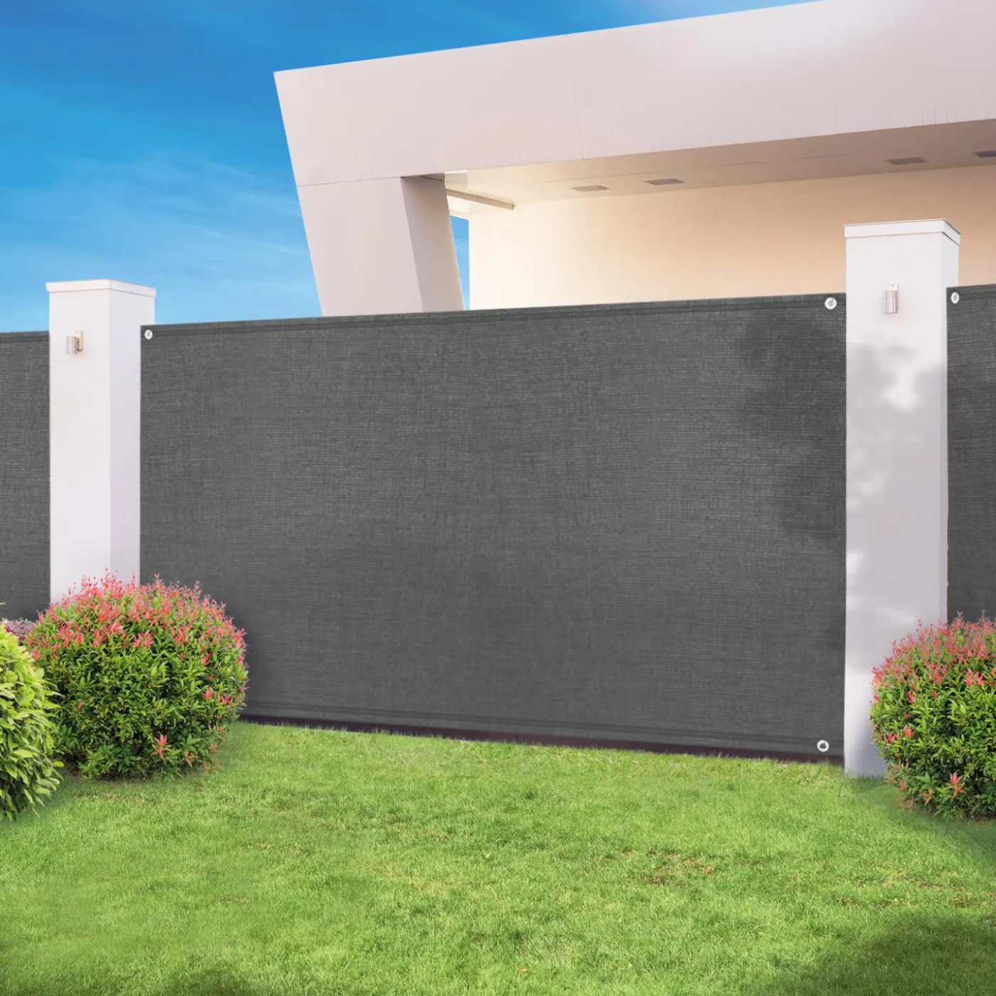Brise vue gris 1,8 m x 10 m occultant 300 g m²