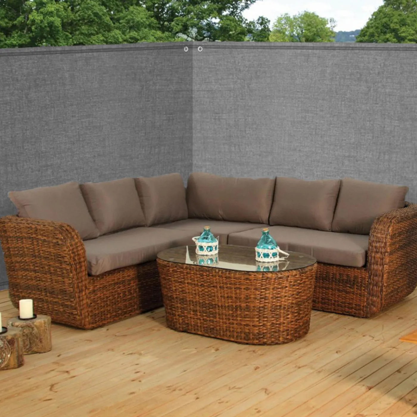 Brise vue gris clair 1,5 m x 10 m occultant 220 g/m²
