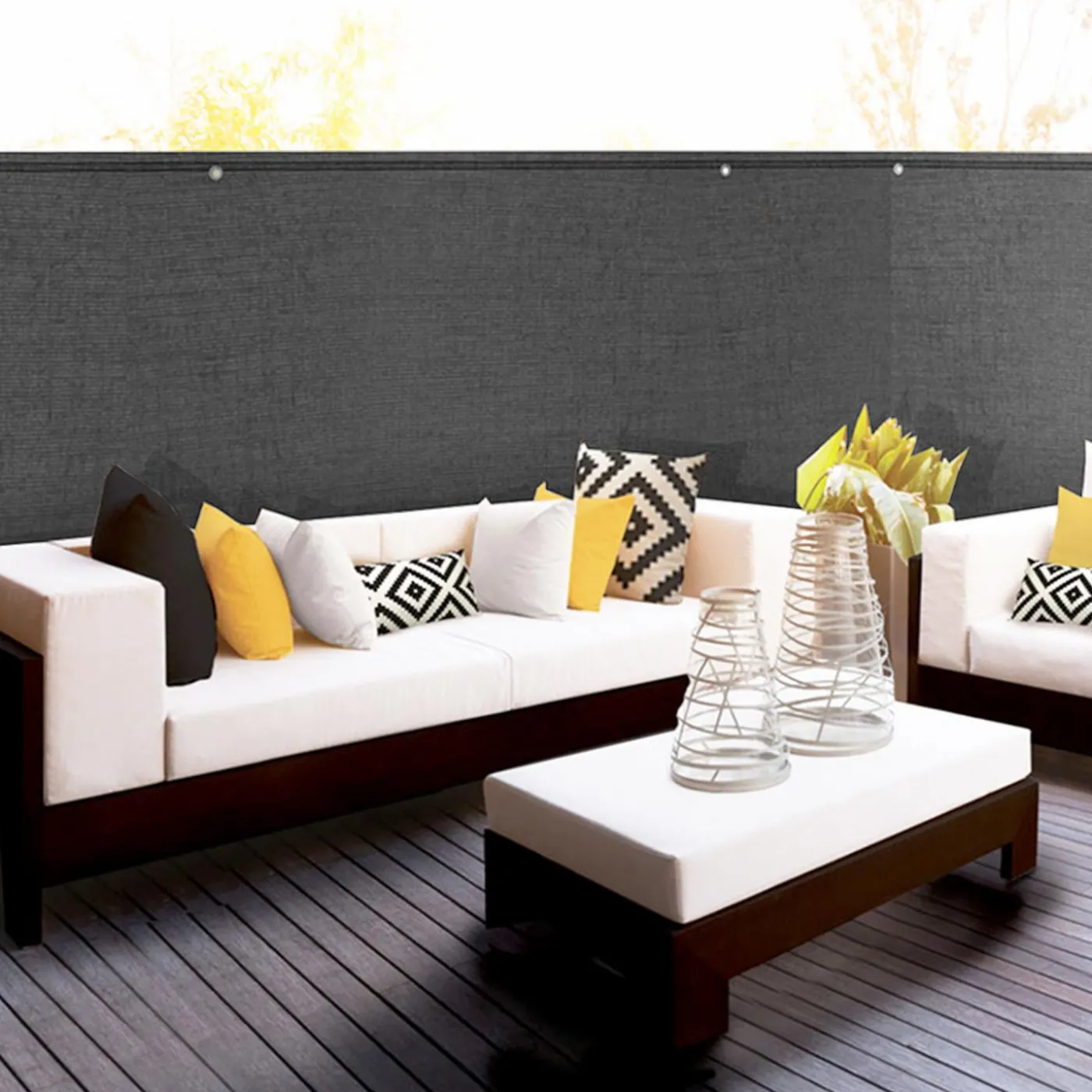 Brise vue gris 1m x 10 m occultant 300 g/m²
