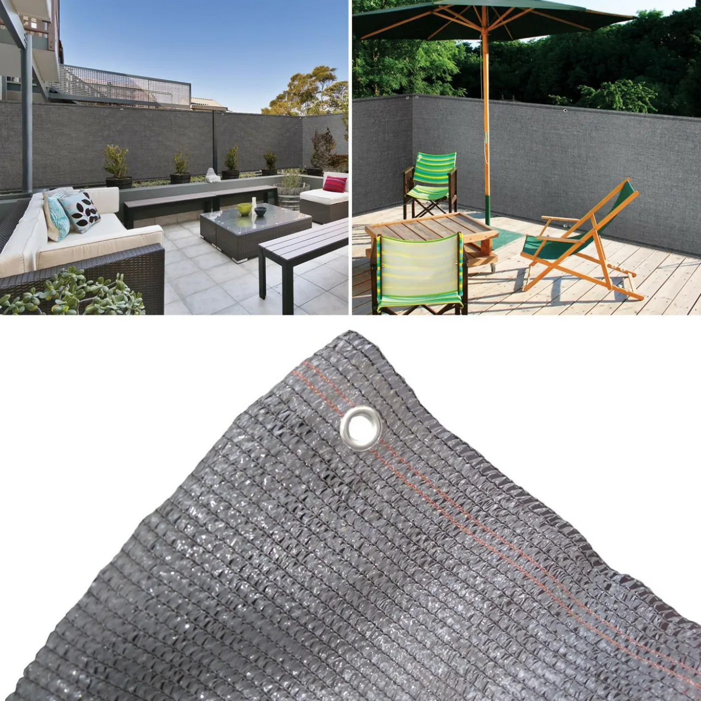 Brise vue 1m x 10 m gris anthracite occultant 90 g m²