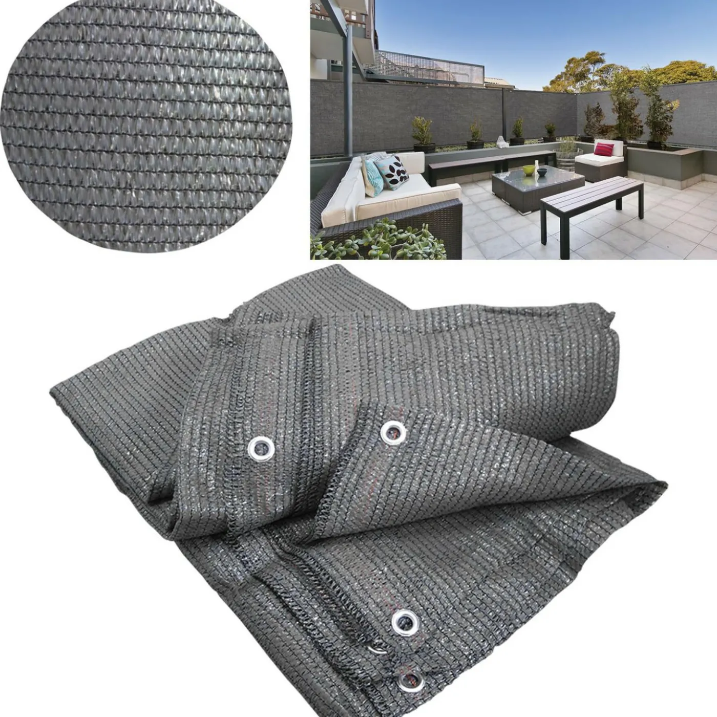 Brise vue 1,5m x 10m gris occultant 90g m²