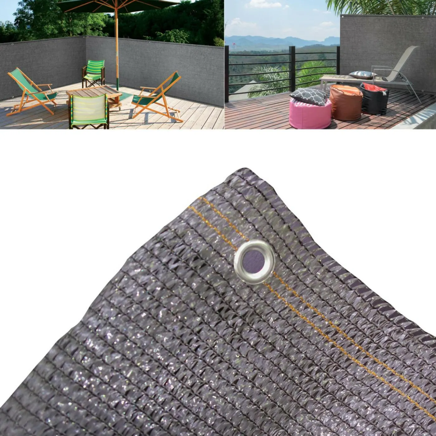 Brise vue 1,5m x 10m gris occultant 90g m²