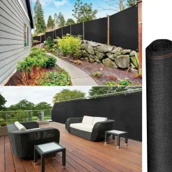 Brise vue 1,5m x 10m noir occultant 220g m²
