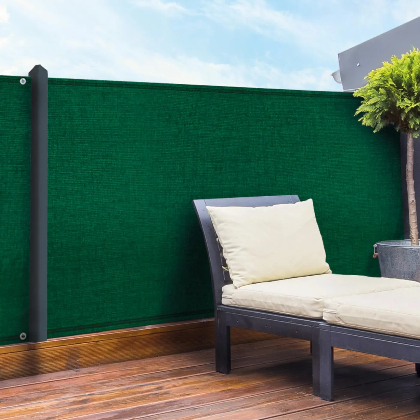 Brise vue vert 1,5m x 10m occultant 90g/m²