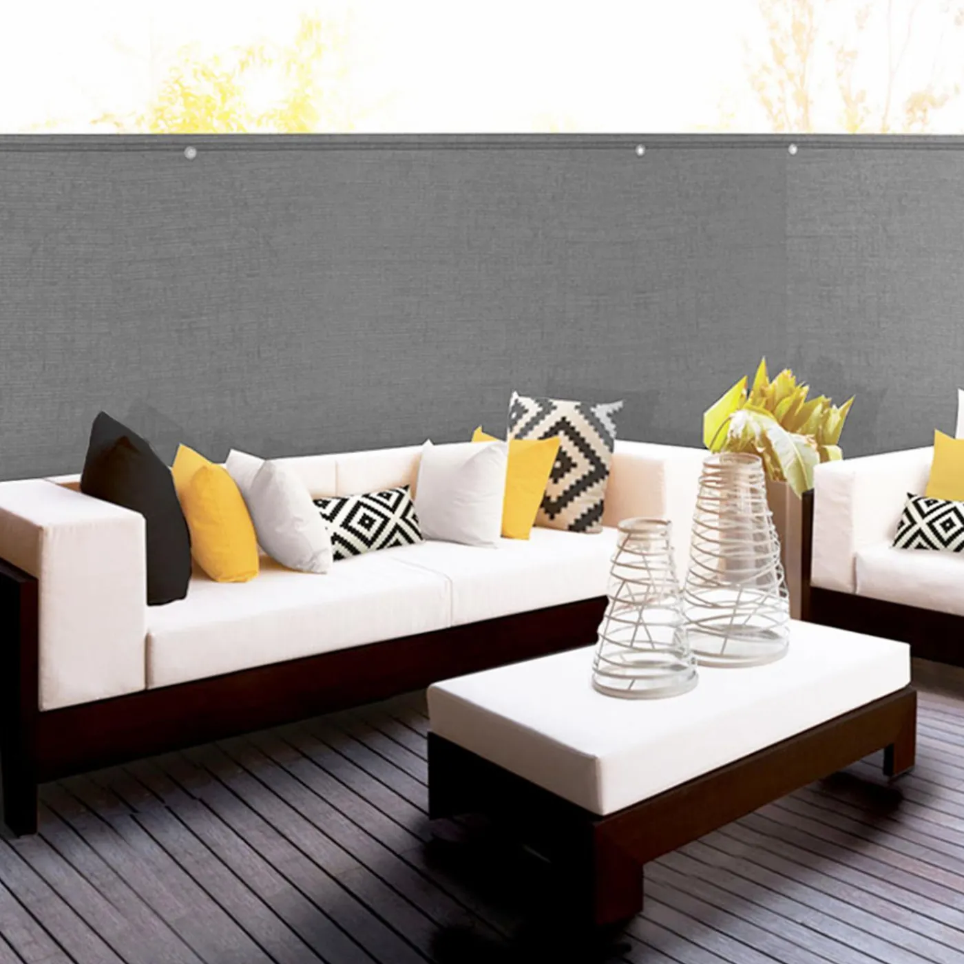 Brise-vue gris clair 1,5 m x 10 m occultant 300 g/m²