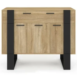 Buffet 100 cm 3 portes 1 tiroir noir