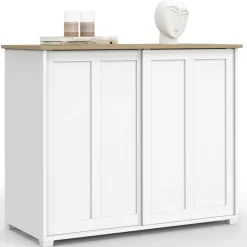 Buffet 100 cm 2 portes coulissantes blanc