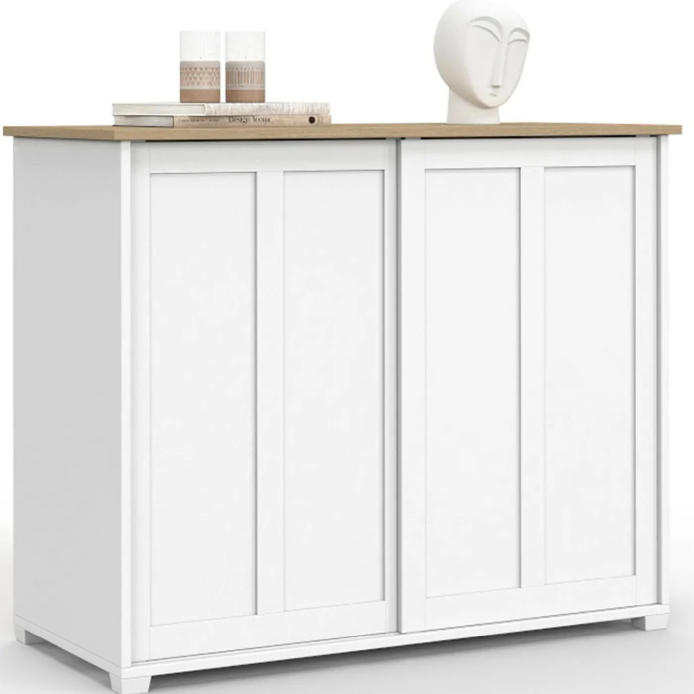 Buffet 100 cm 2 portes coulissantes blanc