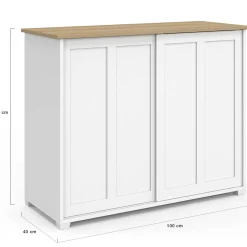 Buffet 100 cm 2 portes coulissantes blanc