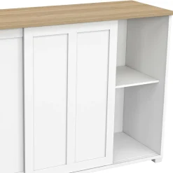 Buffet 100 cm 2 portes coulissantes blanc