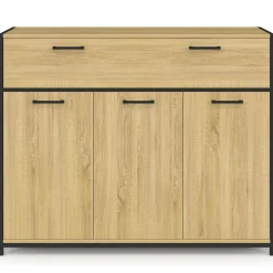 Buffet 100 cm 3 portes et 1 tiroir design industriel