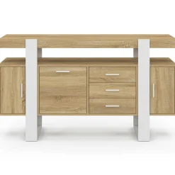 Buffet 140 cm bois et blanc