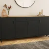 Buffet 180 cm XXL 4 portes et 1 tiroir bois et noir