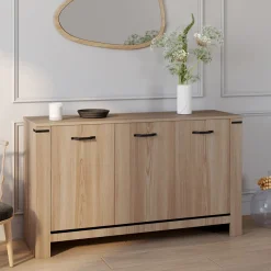 Buffet 3 portes 140 cm en bois clair
