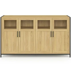 Buffet 4 portes avec vitrines 140cm design industriel