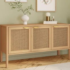 Buffet bas 3 portes avec cannage 110 cm
