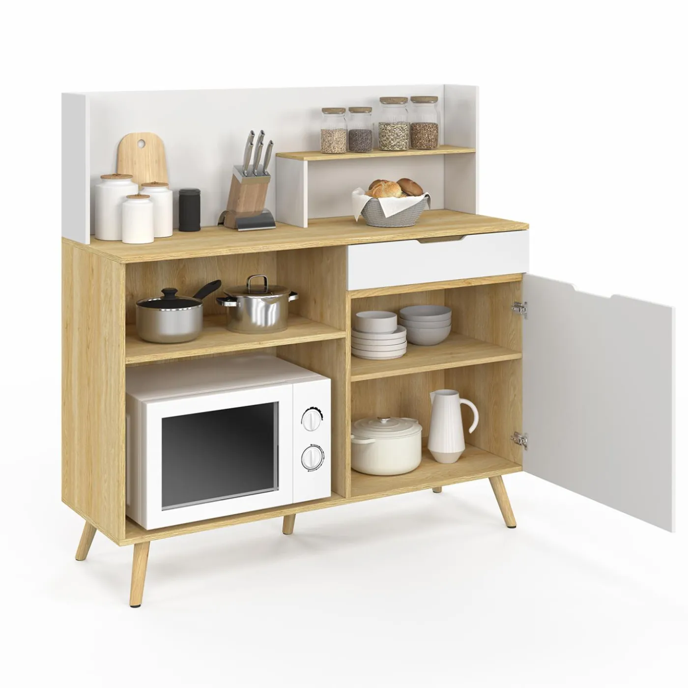Buffet bas de cuisine hêtre et blanc