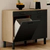 Buffet bas hêtre et noir avec espace poubelle