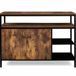 Buffet bas industriel 2 portes effet bois vieilli 100 cm