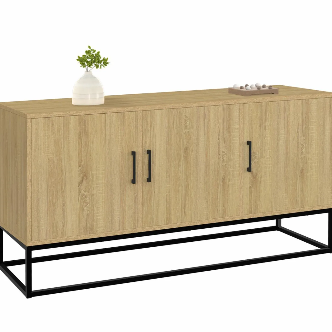 Buffet bas industriel bois et noir