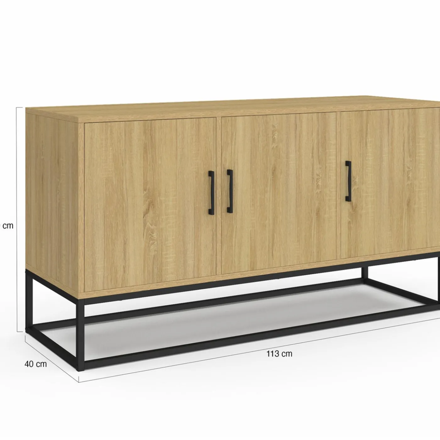 Buffet bas industriel bois et noir