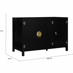 Buffet bas noir style asiatique 3 portes