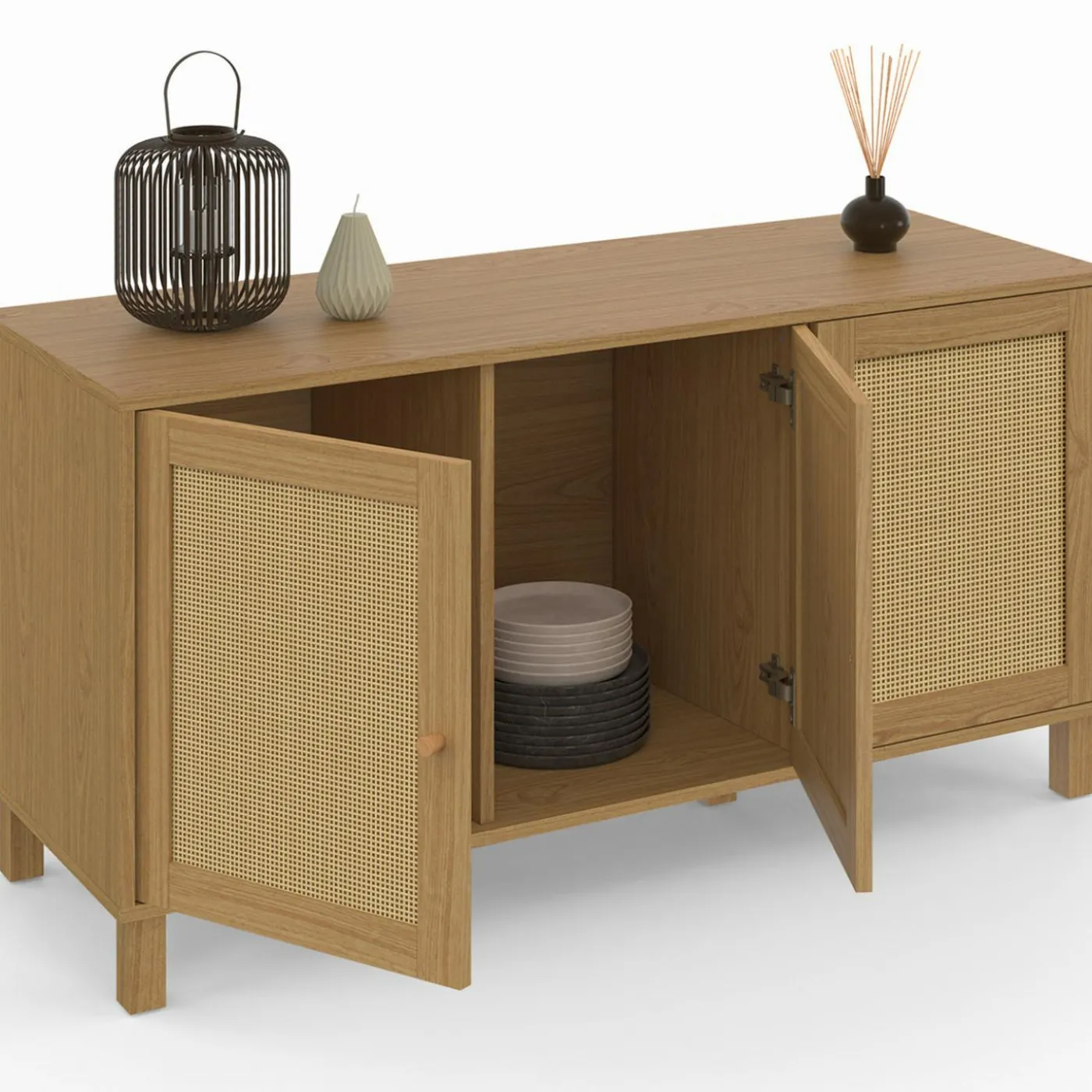 Buffet bas vintage effet cannage