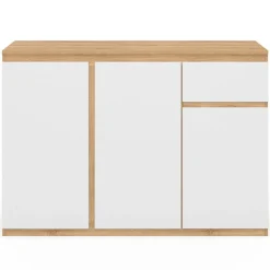 Buffet blanc et bois 100 cm 3 portes et 1 tiroir