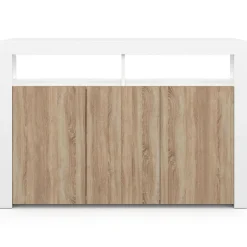 Buffet blanc et bois 3 portes avec LED