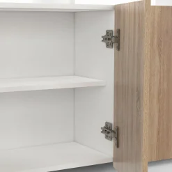 Buffet blanc et bois 3 portes avec LED