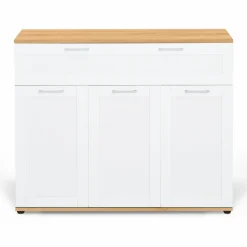 Buffet blanc et bois 3 portes et 1 tiroir