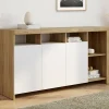Buffet bois et blanc 140 cm