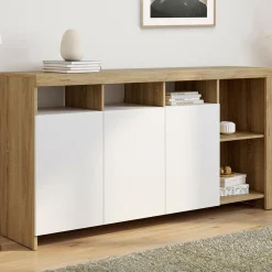 Buffet bois et blanc 140 cm