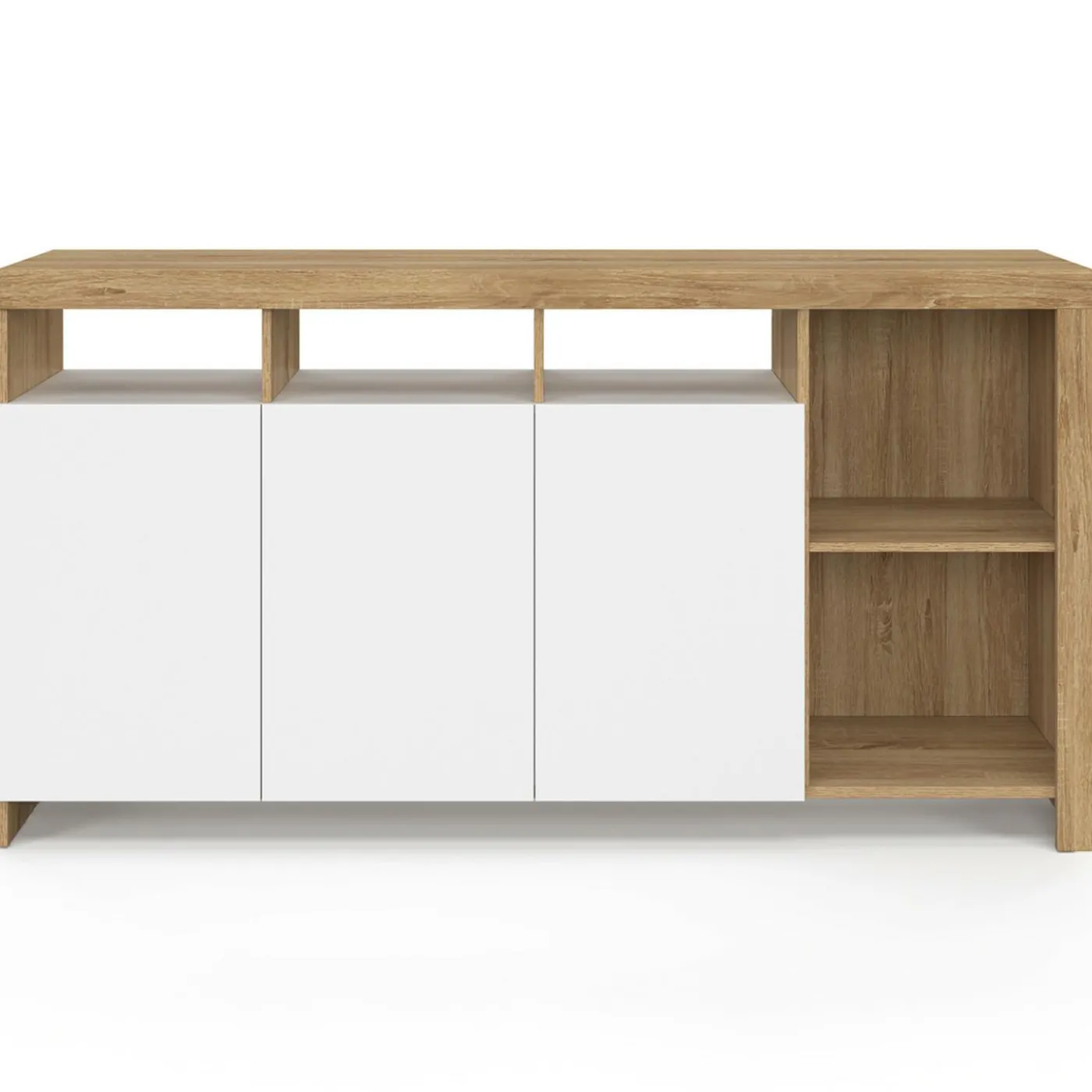 Buffet bois et blanc 140 cm