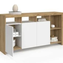 Buffet bois et blanc 140 cm
