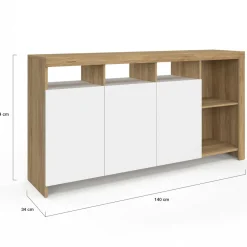 Buffet bois et blanc 140 cm