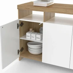 Buffet bois et blanc 140 cm