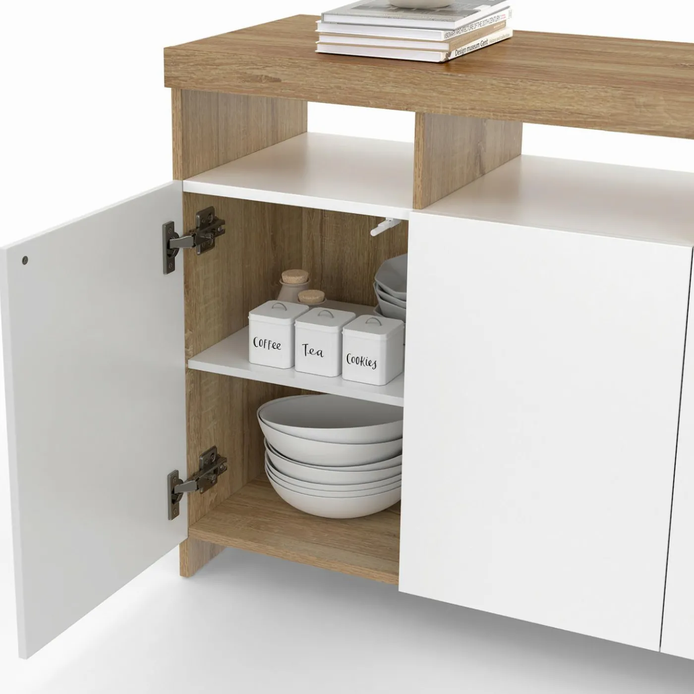 Buffet bois et blanc 140 cm