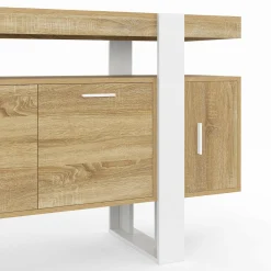 Buffet bois et blanc 4 portes 140 cm