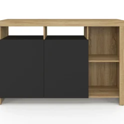 Buffet bois façon hêtre avec portes noires