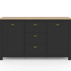 Buffet campagne 130 CM 2 portes 3 tirroirs bois et noir