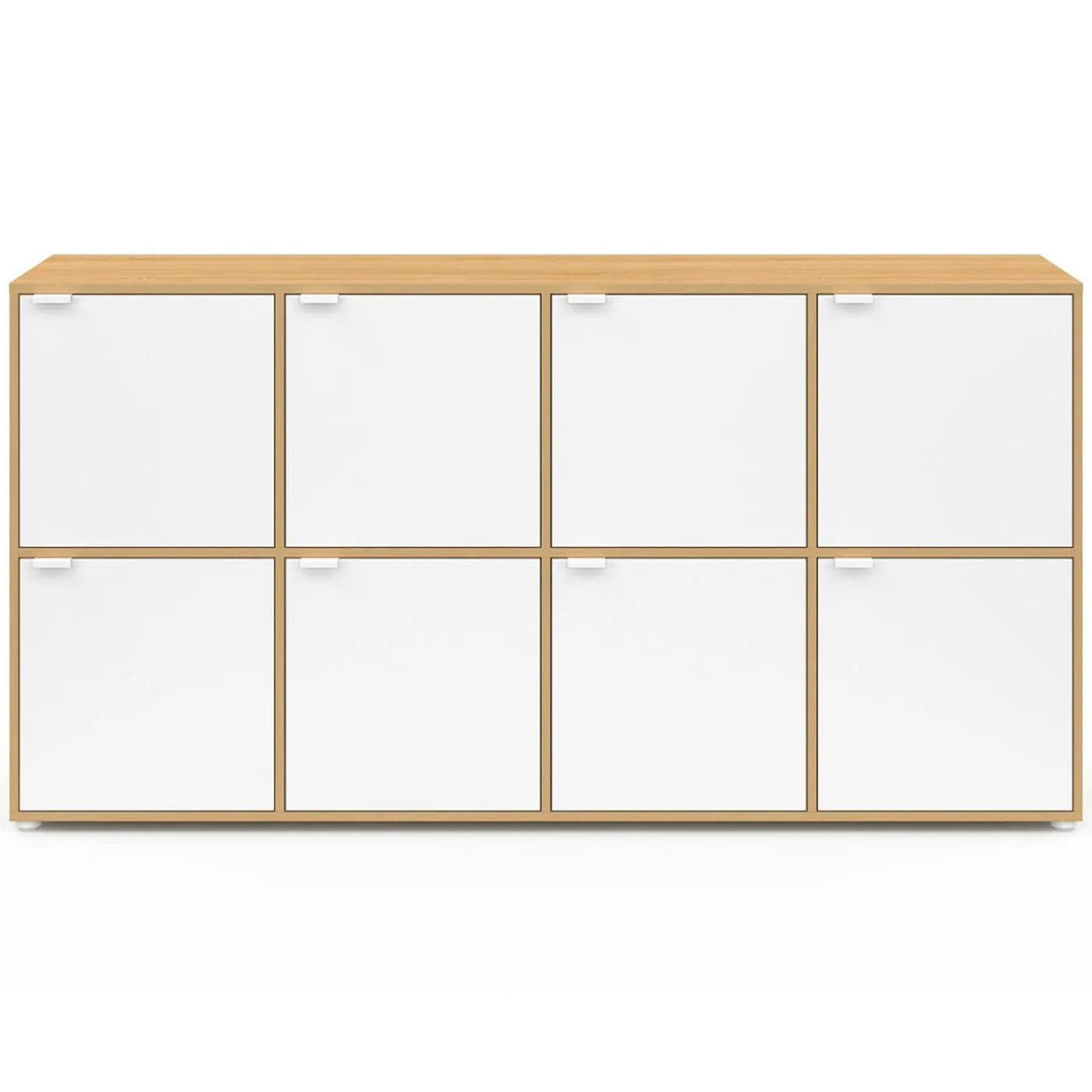 Buffet casier 8 portes 139 cm blanc et bois