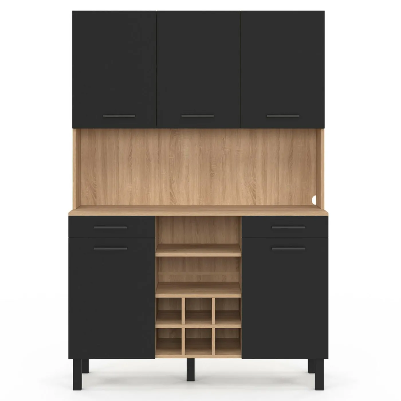 Buffet cuisine 120 cm 5 portes range-bouteilles