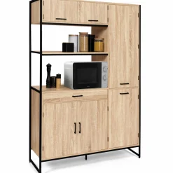 Buffet cuisine bois clair style industriel 120 cm