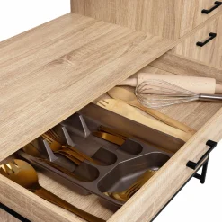 Buffet cuisine bois clair style industriel 120 cm