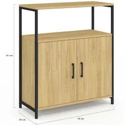 Buffet d'appoint 1 niche et 2 portes 70 cm design industriel