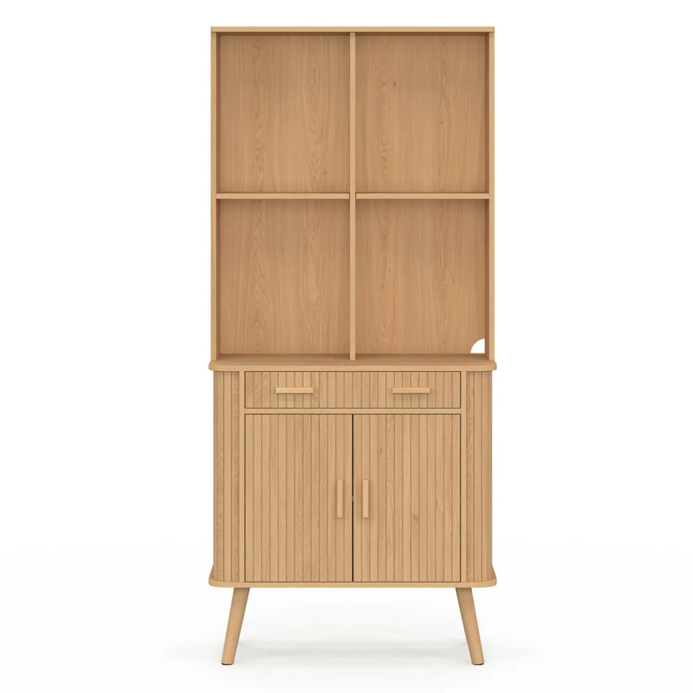 Buffet de cuisine 80 CM 2 portes + tiroir effet lattes tasseau de bois
