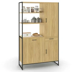 Buffet de cuisine avec colonne de rangement 3 portes design industriel